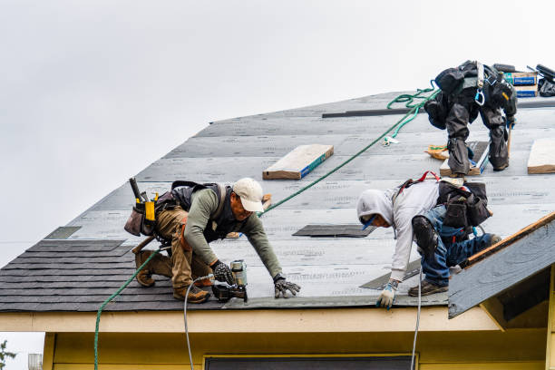 Professional Gutter Installation technician working in Mc Dade, TX